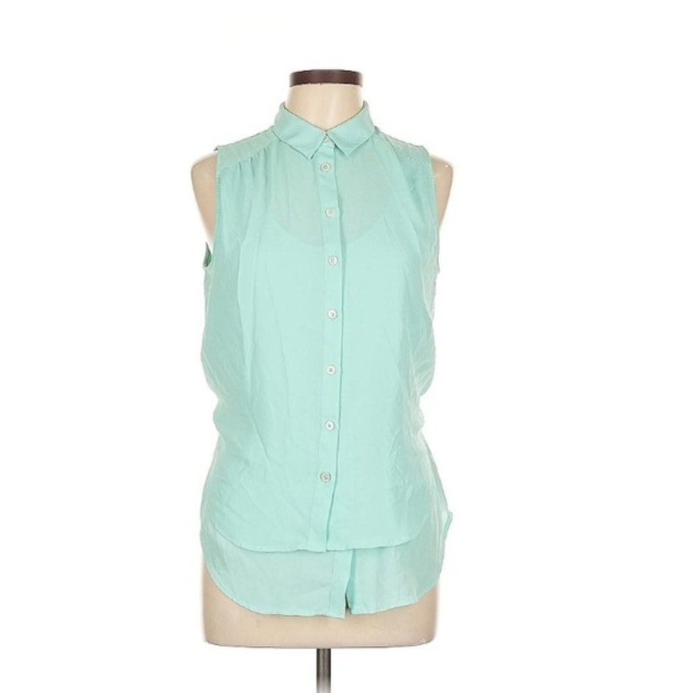 Anthropologie Maeve Mint Collated Sleeveless Blouse Size 10